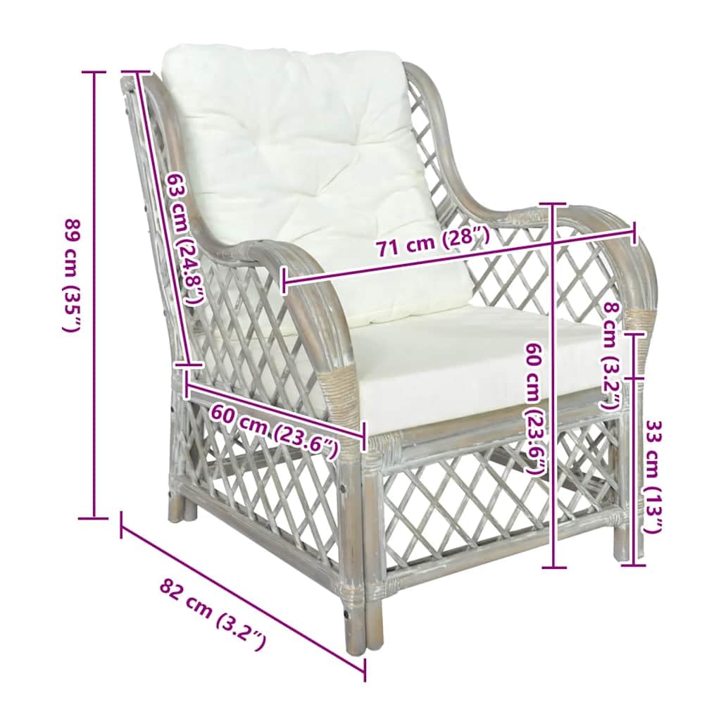 Canapé Rotin Naturel Avec Coussin Lin - Fauteuil Salon Détente | Design Élégant Pour Intérieur Maison