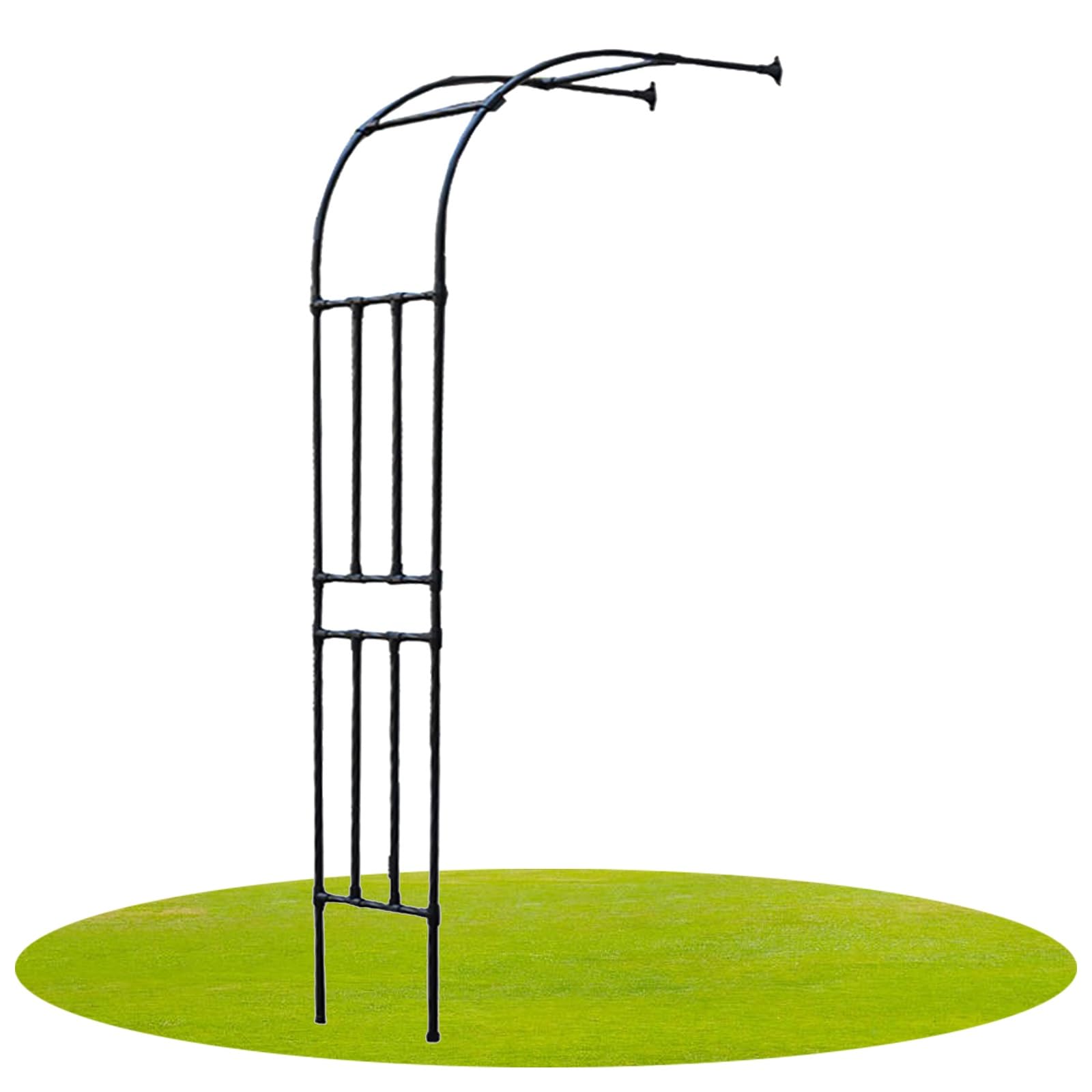 Łuk ogrodowy na trawnik na zewnątrz Patio rośliny pnące dekoracje ślubne metalowy łuk półboczny stabilna altana różana krata ogrodowa (czarna, 120x240x45cm)
