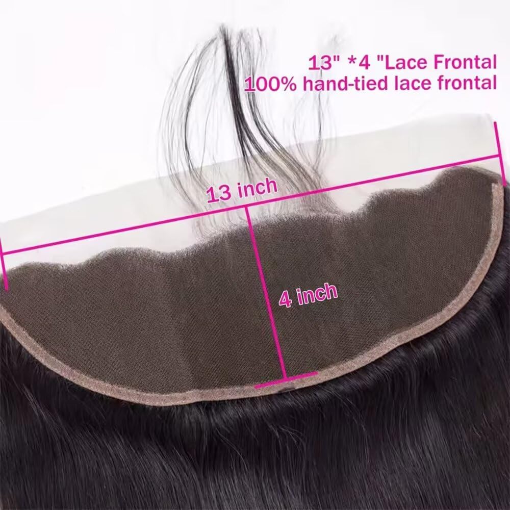 MYouan 13x4 Lace Frontal Brazilian Straight Wave Human Hair Ear to Ear 13x4 HD Lace Frontal Closure 150% Density Pre-Plucked 14 Inch - Image 3