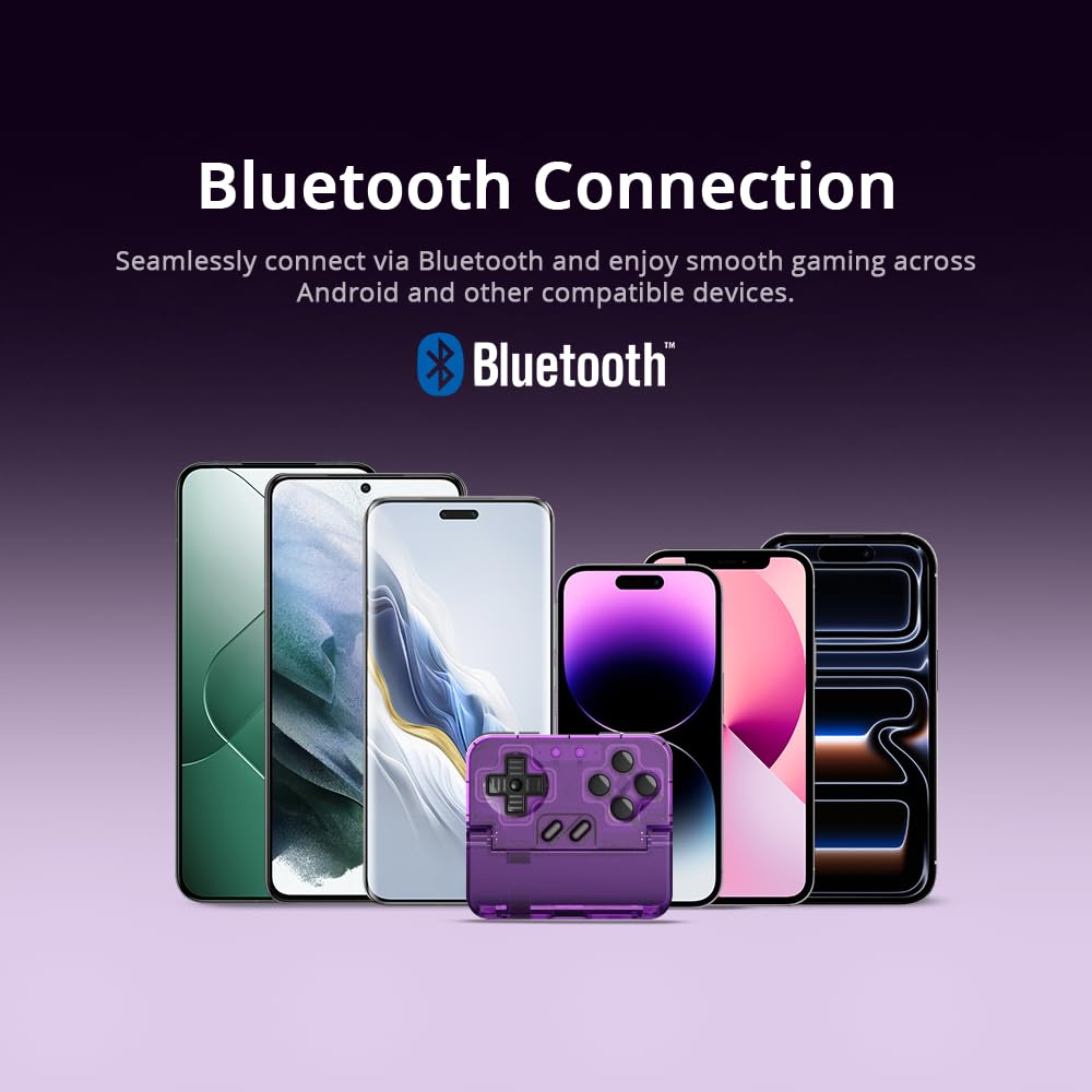 GameSir Pocket Taco - Controller di gioco mobile verticale, gamepad Bluetooth per Android, controller di gioco wireless portatile per telefono, batteria 600 mAh, ricarica pass-through, viola