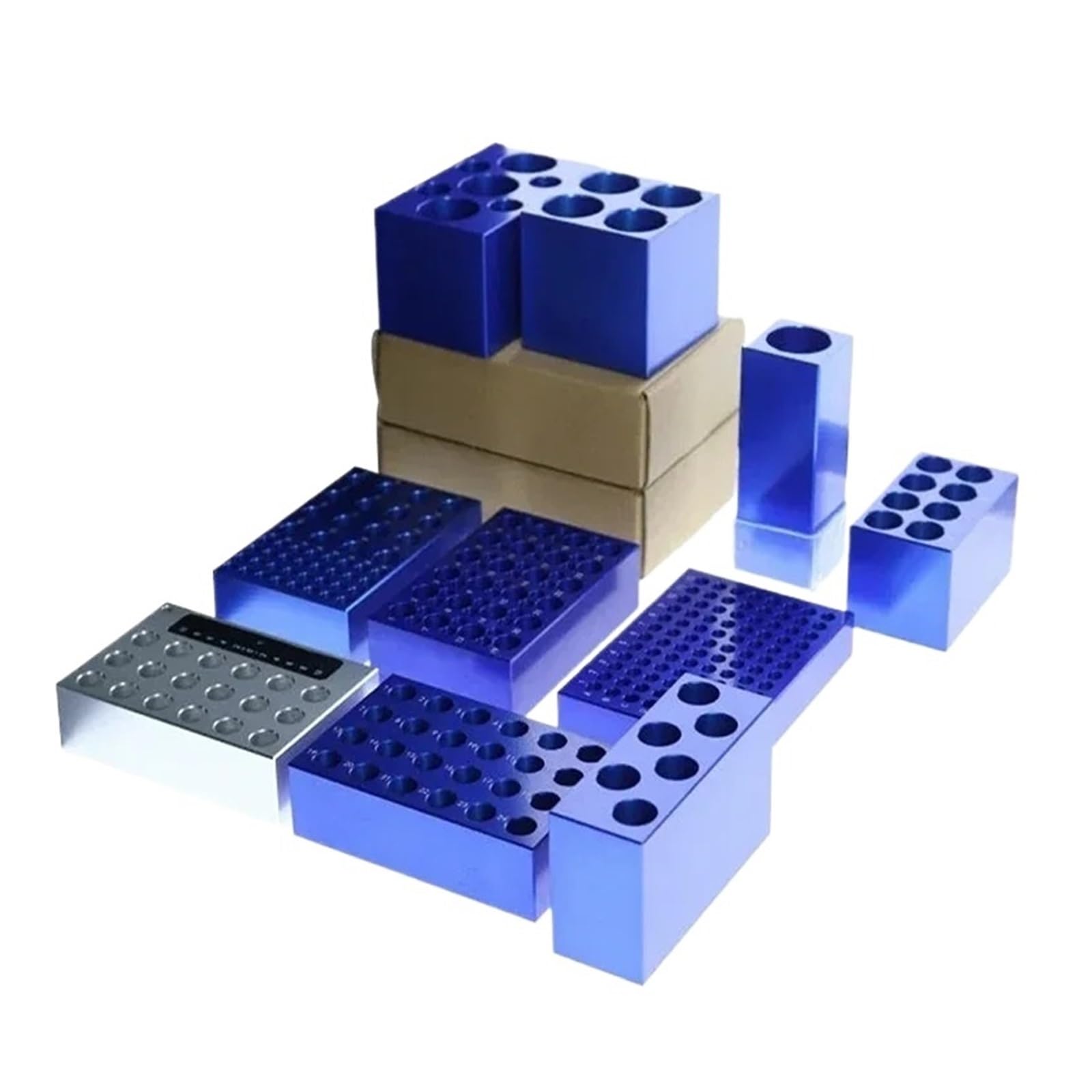 Enfriador PCR con termostato de baja temperatura, caja de hielo de aluminio de 0,2/1,5/2/5/10/15/50 ml(1.5ml 18 well 1PCS)