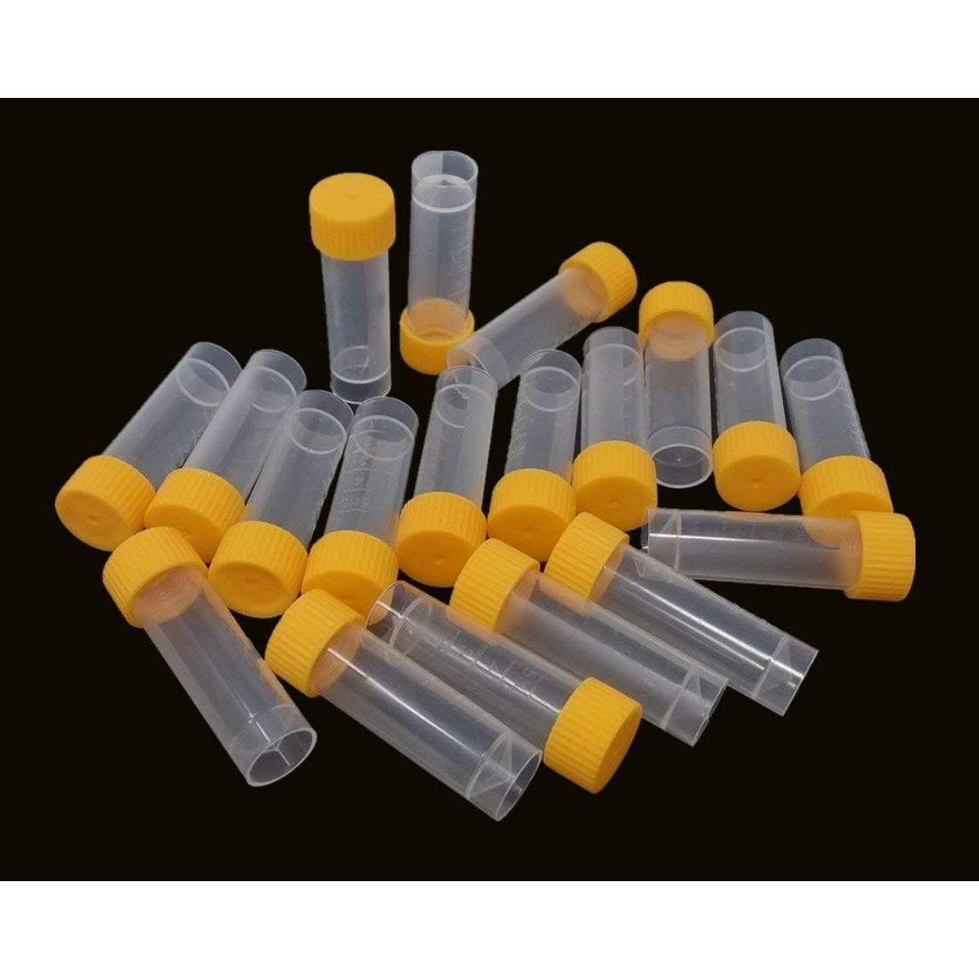 DIY Crafts Pack Of 125 Pc, Clear Color, Plastic Clear Color Graduated Vial Tube with Screw White & Random Caps Refilla (Pack Of 125 Pc, Clear Color) 3