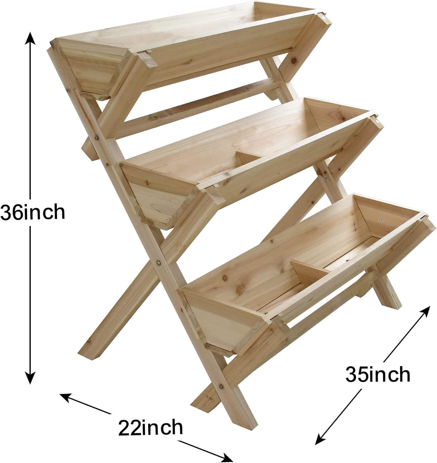 3 Tier 47 x 47 x 22in Raised Garden Bed Horticulture Outdoor Elevated Flower Box Tiered Garden Bed Wooden Vegetables Growing Planter for Backyard/Patio/Gardener (Color : Natural)