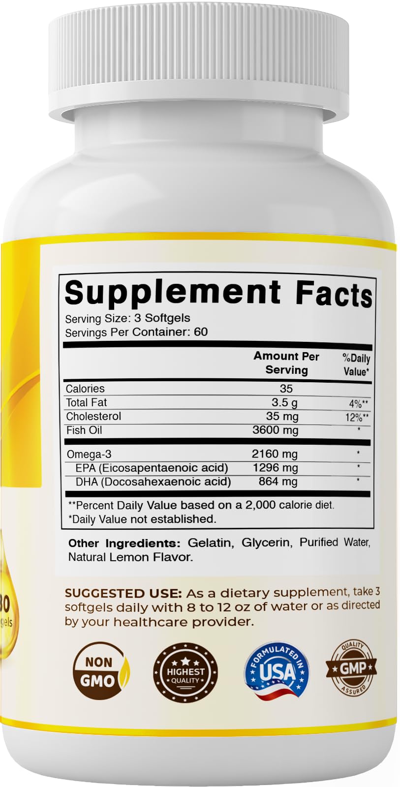 Vitamatic Triple Strength Omega 3 Fish Oil 3600mg Per Serving, 180 Softgels — Amazon image 8
