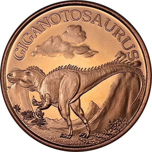 Jig Pro Shop Dinosaur & Ice Age Series 1 oz .999 Pure Copper Round/Challenge Coin (Gigantosaurus)