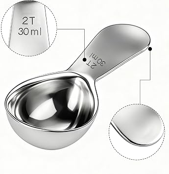 18/8 Stainless Steel 2 Tbsp Coffee Scoop - Exact Measuring Spoon (30ml)