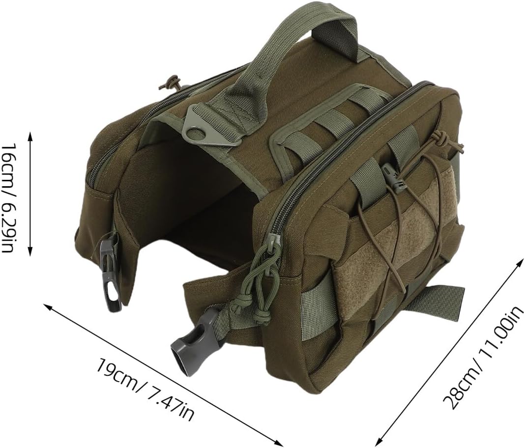 Dog Backpack Harness Saddle Bag with Side Pockets Adjustable Nylon Dog Saddle Bags for Hiking Travel 20-55kg Outdoor Training Equipment Green