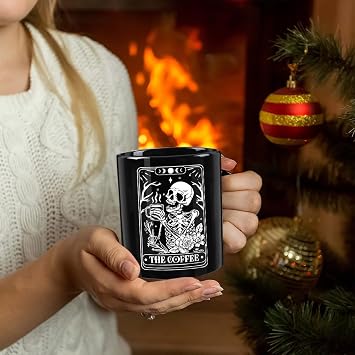 The Coffee Funny Skeleton Tarot Mug Gifts for Women Men - Novelty Cute Skull Gift for Coffee Lover - Goth Spooky Witch Witchy Birthday Christmas Gifts for Dad Mom Husband Wife Best Friend