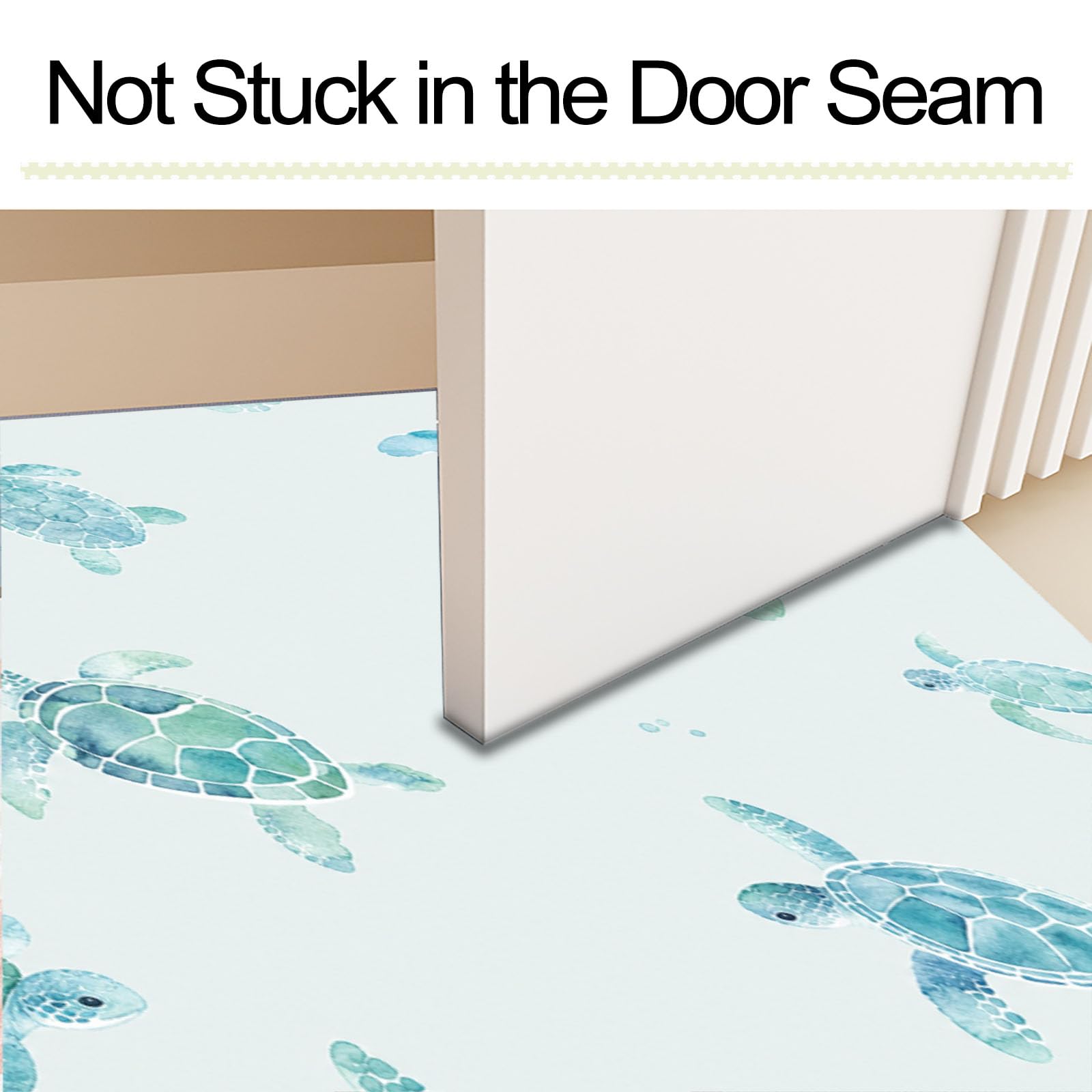 Felpudo Entrada Casa Tortuga Marina 80x120cm | Alfombra de Puerta Estilo De Vida Marina En Acuarela, Felpudo de Bienvenida, Antideslizante, Alfombra Decorativa de Perfil bajo para Pasillo y Sala
