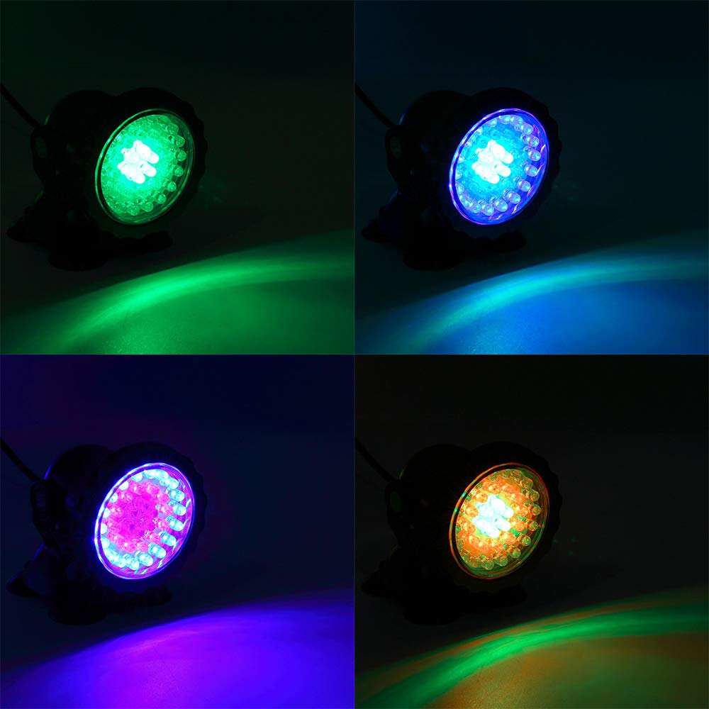 Luz subacuática a prueba de agua RGB que cambia Color 36 foco LED fuente luz pecera piscina estanque acuario lámpara jardín Resistentes Al Agua Seguras(1 Light with remote)