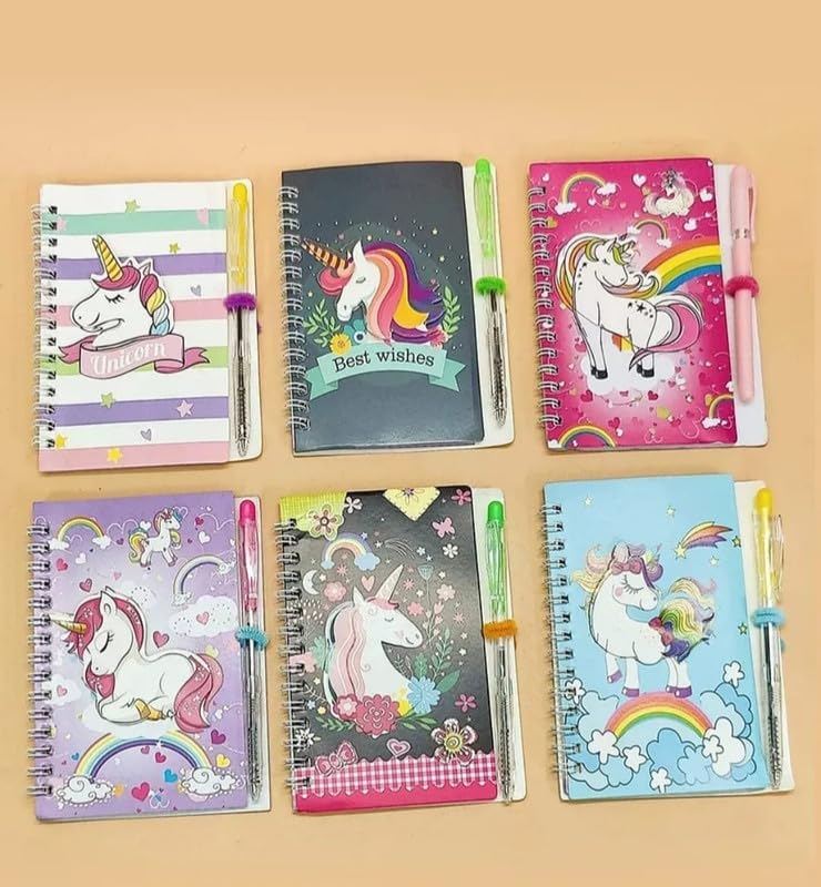 Image of TERA 13Unicorn Diary with Pen for Girls Boys Kids (Pack of 12) Birthday Return Gifts Party Favors Theme Return Gift for Girls Kids, 60 Pages