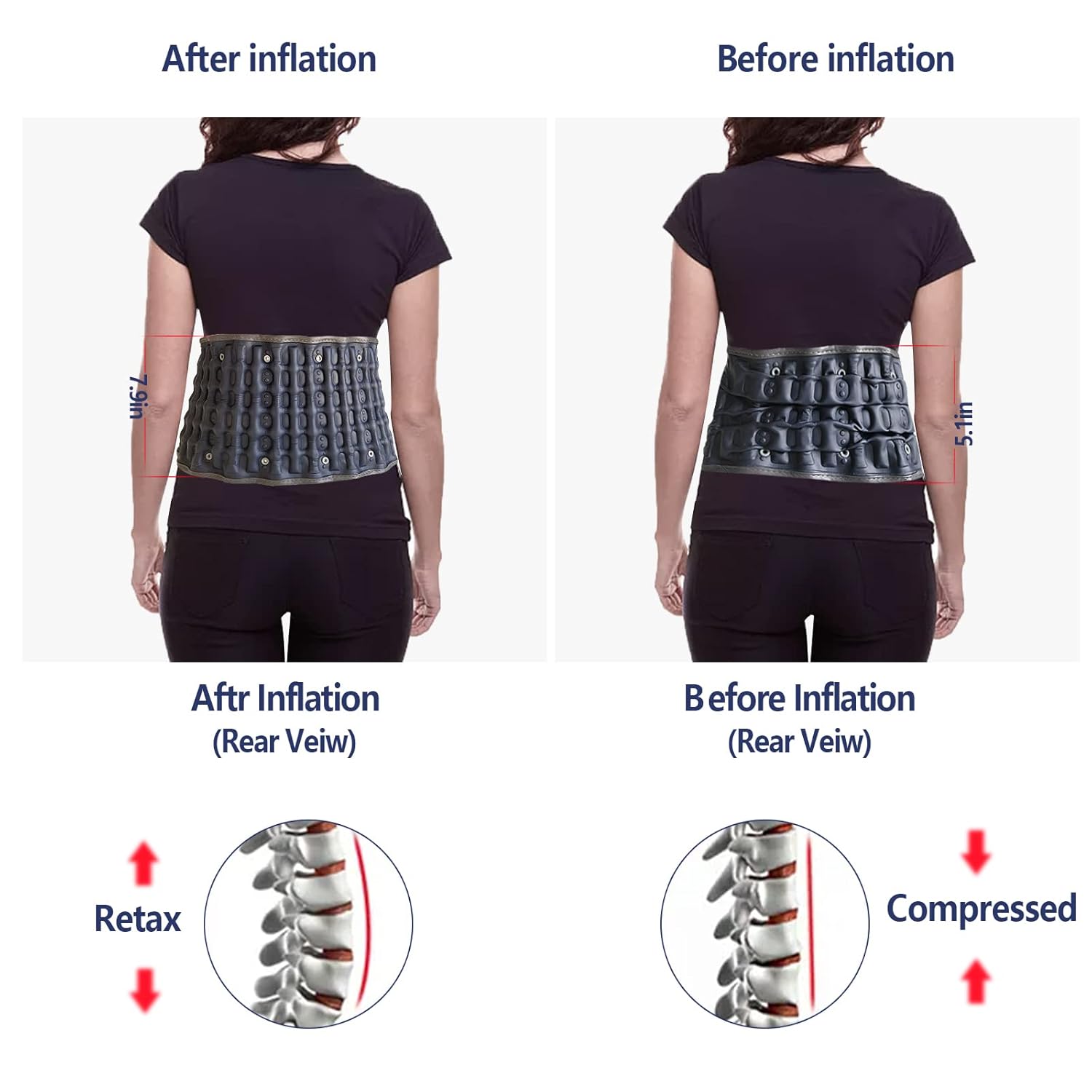 Decompression Back Belt,Lumbar Spine Support for Pain Relief,Lower Back Traction Device for Women and Men One Size Fits 29-49 inches Waist