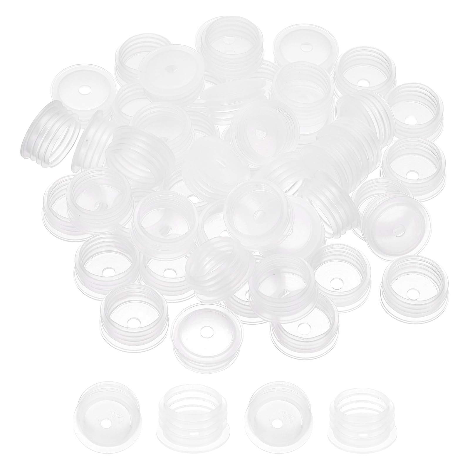 PATIKIL Bottle Adapter 22mm 50pcs Press in Plugs with 4.4mm Hole Clear