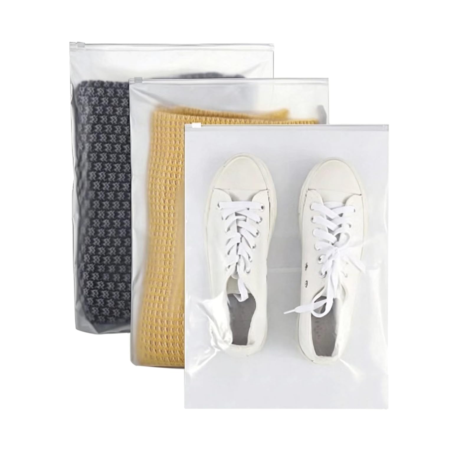 X-YSUNEAS 30 Pack Frosted Zipper Bags 40x30cm, Translucent Waterproof Storage Bags, Reusable Travel Organizer Pouches for Underwear, Towels, Shoes, No Holes