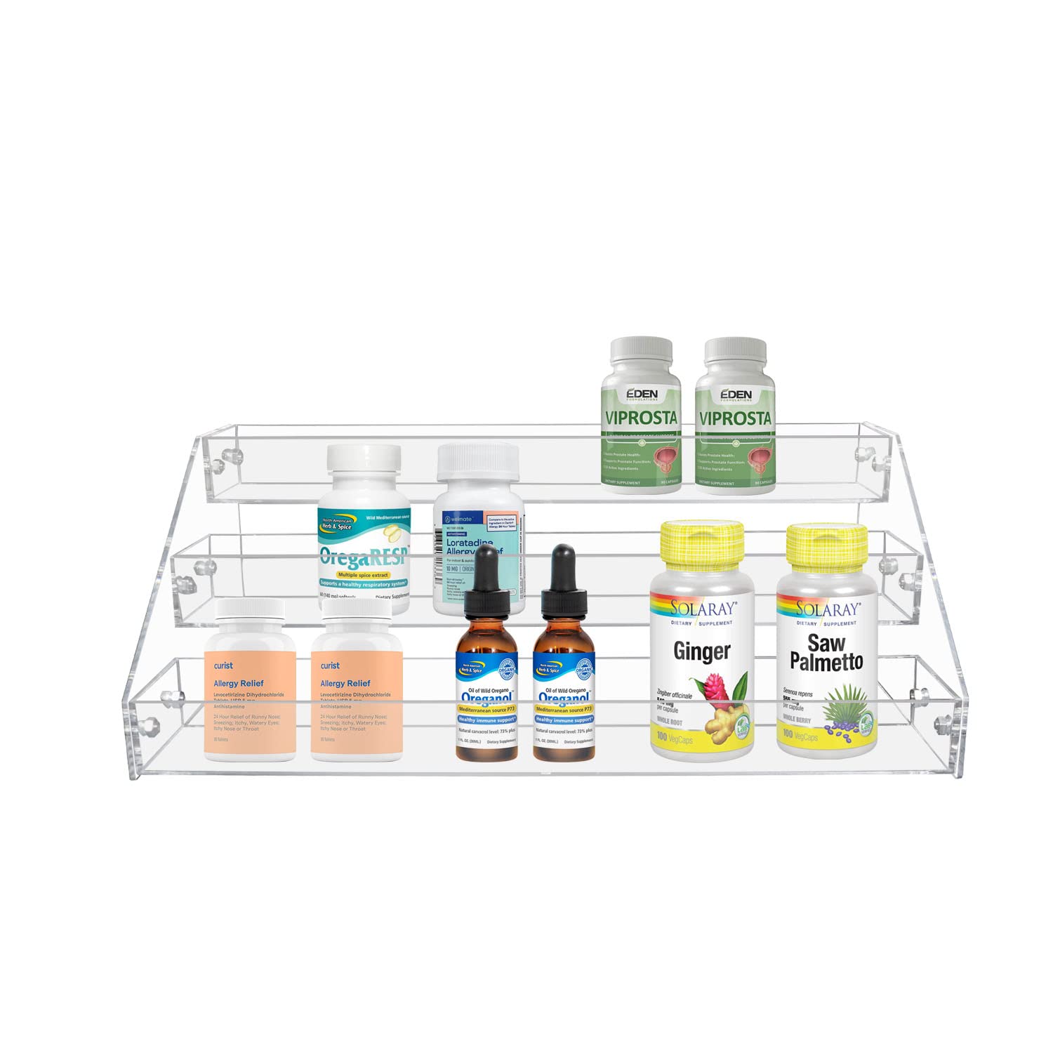 PMMASTO Tiered Spice Rack, Seasoning Organizer, Clear Acrylic Vertical Shelves Can Organizer for Countertop, Cabinet, Pantry, Kitchen Organization & Storage - 3 Tier