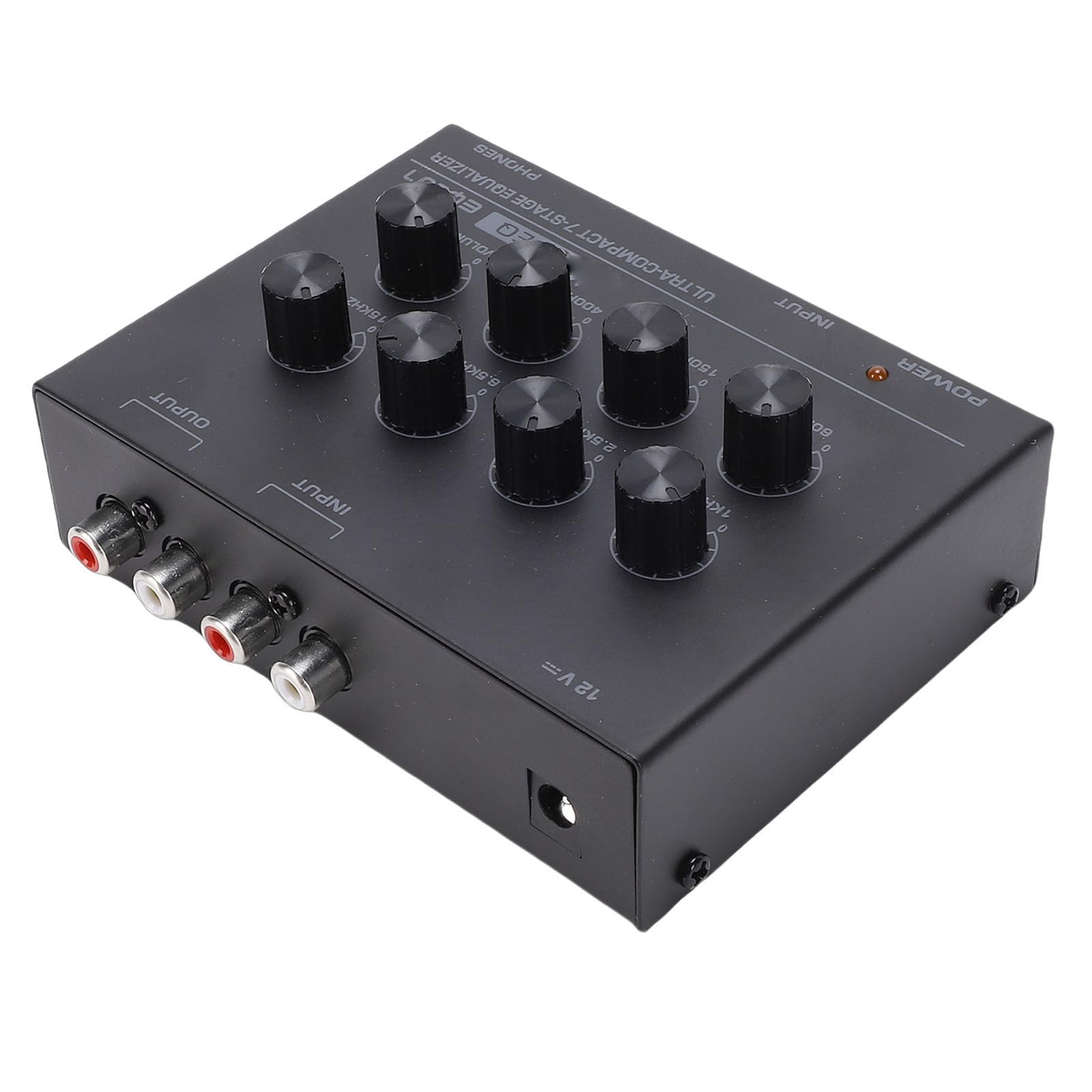 Tosuny Equalizzatore Grafico Audio a 7 Bande, Preamplificatore e Amplificatore per Cuffie, Equalizzatore Stereo per Auto Domestiche per L'elaborazione del Suono con Interfaccia AUX da (black)