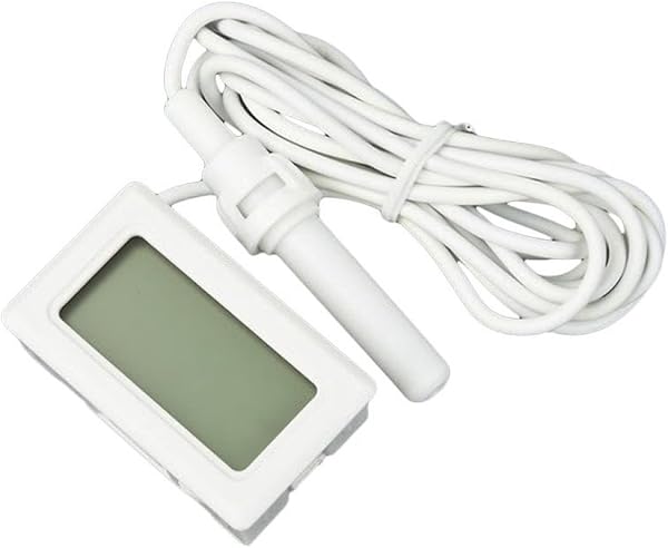 ICQUANZX 2-en-1 LCD numérique intégré thermomètre hygromètre avec externe pour incubateur de reptile aquarium volaille - blanc - 2