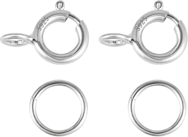 925 Sterling Silver Clasps for Jewellery Making, 40PCS Silver Spring Clasps and Open Jump Rings Set, 5mm Round Silver Clasps Connectors, Silver Clasps for Necklace Bracelet Making