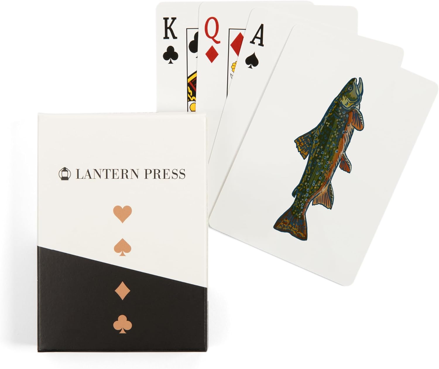 Lantern Press Brook Trout, Icon, 52 Playing Cards for Adults, Poker Size Card Deck