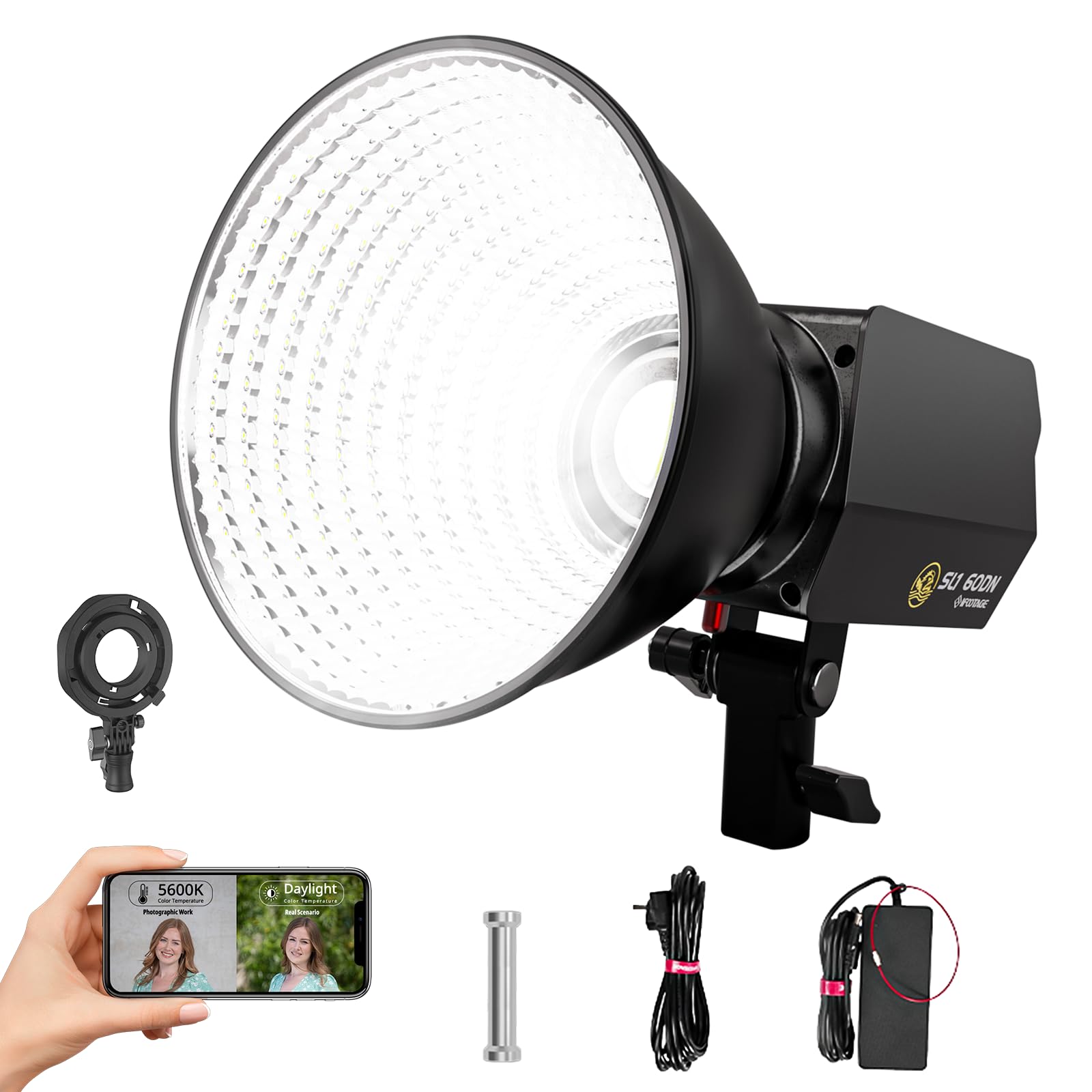 IFOOTAGE SL1 60DN COB LED Video Light,70W Continuous Output Lighting 5600K