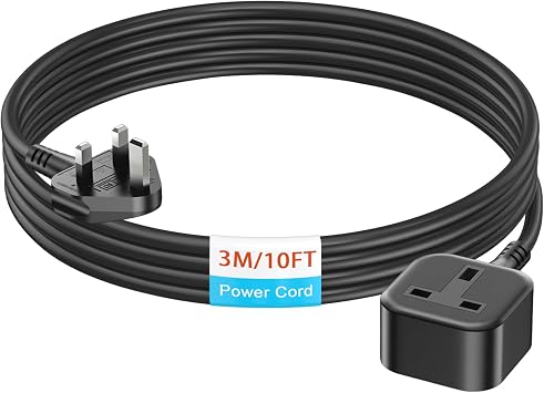 1 Way Gang Extension Lead 3M, 13 AMP Single Socket Extension Lead, HITRENDS UK 3 Pin Plug Power Strip13A,3250W Max, Sturdy Plug Extension for Travel, Home, Office, Black