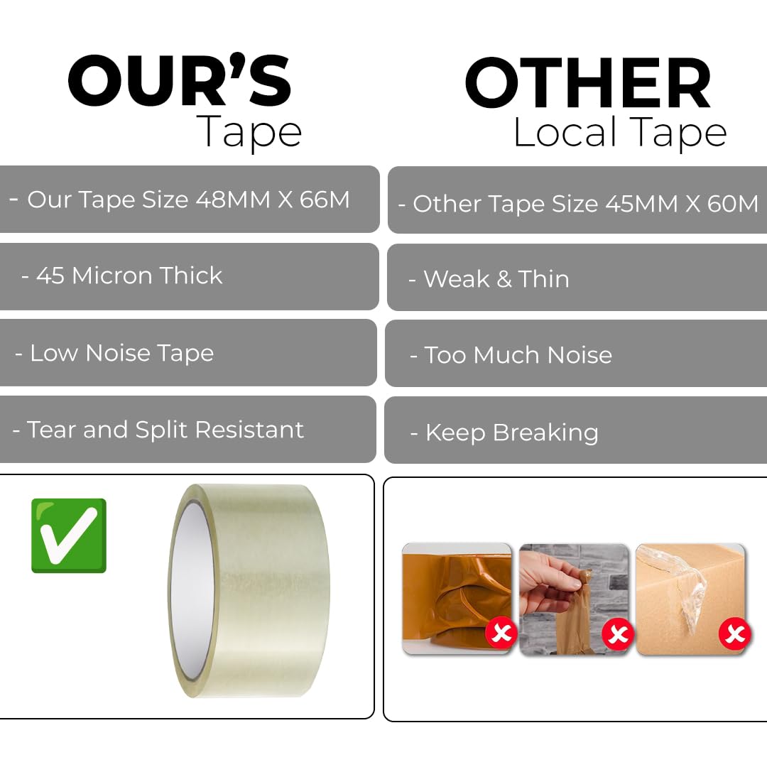 Stick Well 6 Rolls Clear Parcel Tape, 48mm X 66m, Strong Heavy Duty & Low Noise Packing Tape for Packing Boxes Moving Boxes - Image 2