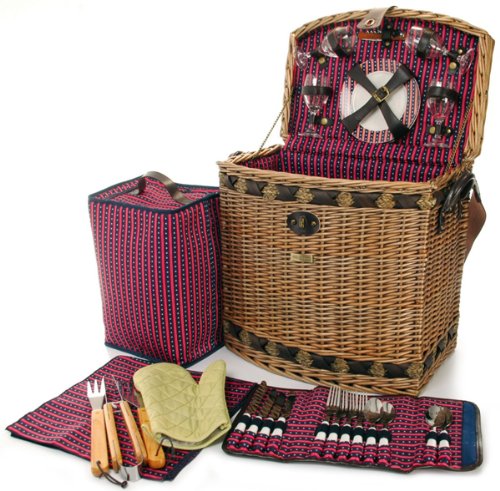 The Tuscan Elite Premium Willow Picnic Basket with Service for 4