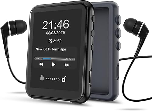 Reproductor MP3 de 48 GB con Bluetooth 5.3, pantalla táctil completa de 2.4 pulgadas, MP3 de música para niños, radio FM, grabadora de voz, sonido