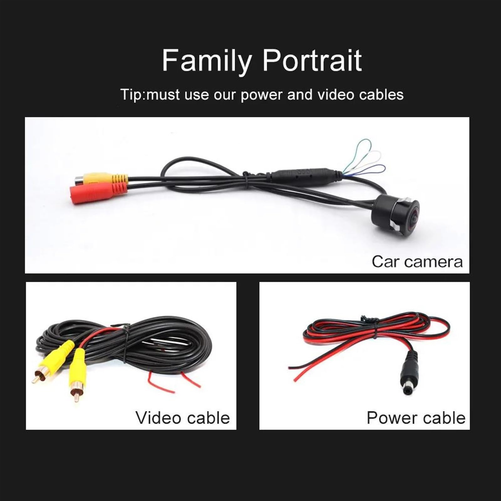 Cámara De Visión Trasera Grados Hd Cámara De Visión Trasera Delantera Para Coche Estacionamiento AHD 1080P Gran Angular 180 Grados Resistente Al Agua HD(AHD 1080P)