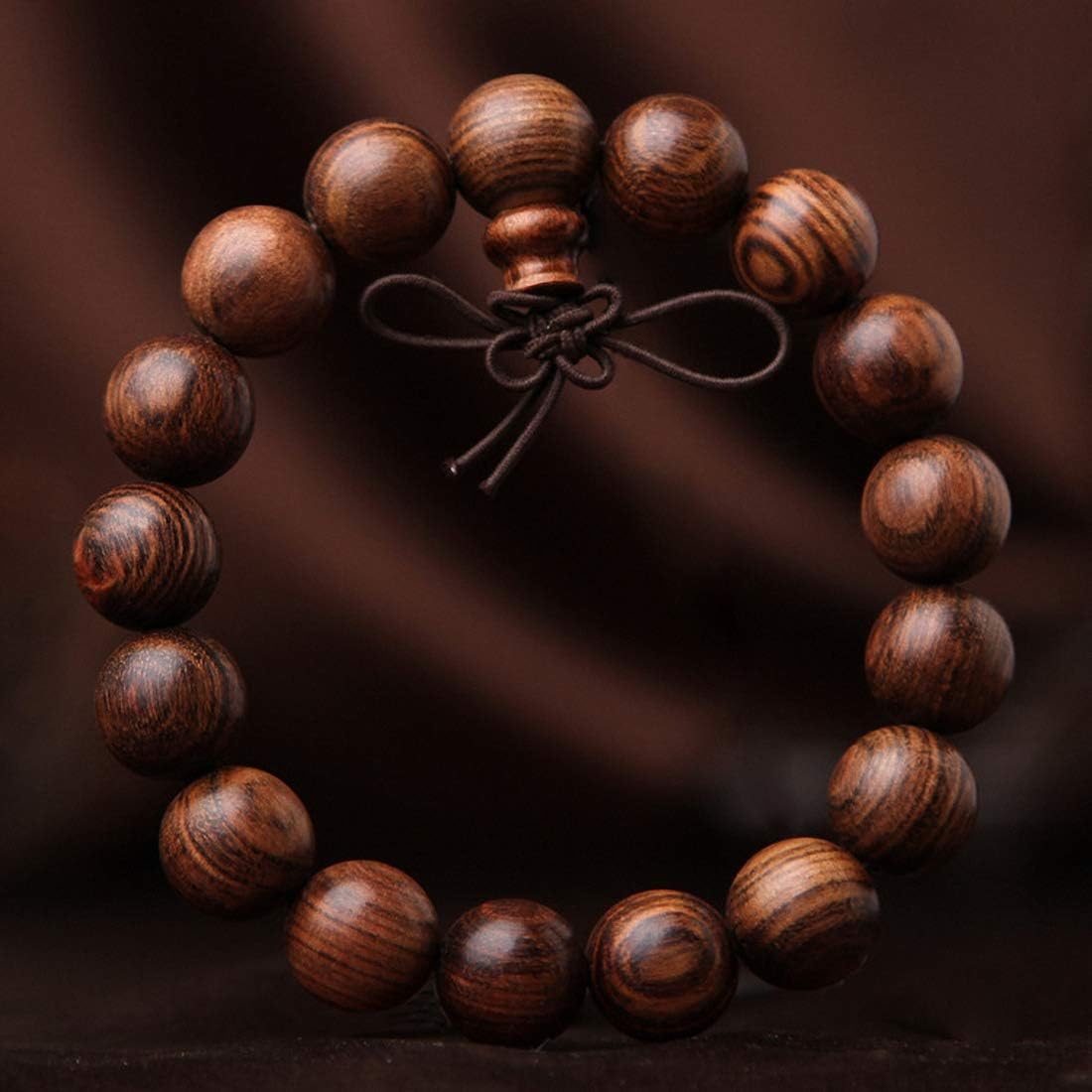 12-20mm Natural Africa Palisander Huali Wood Round Bead Hand Crafts Carving Bangle Bracelet