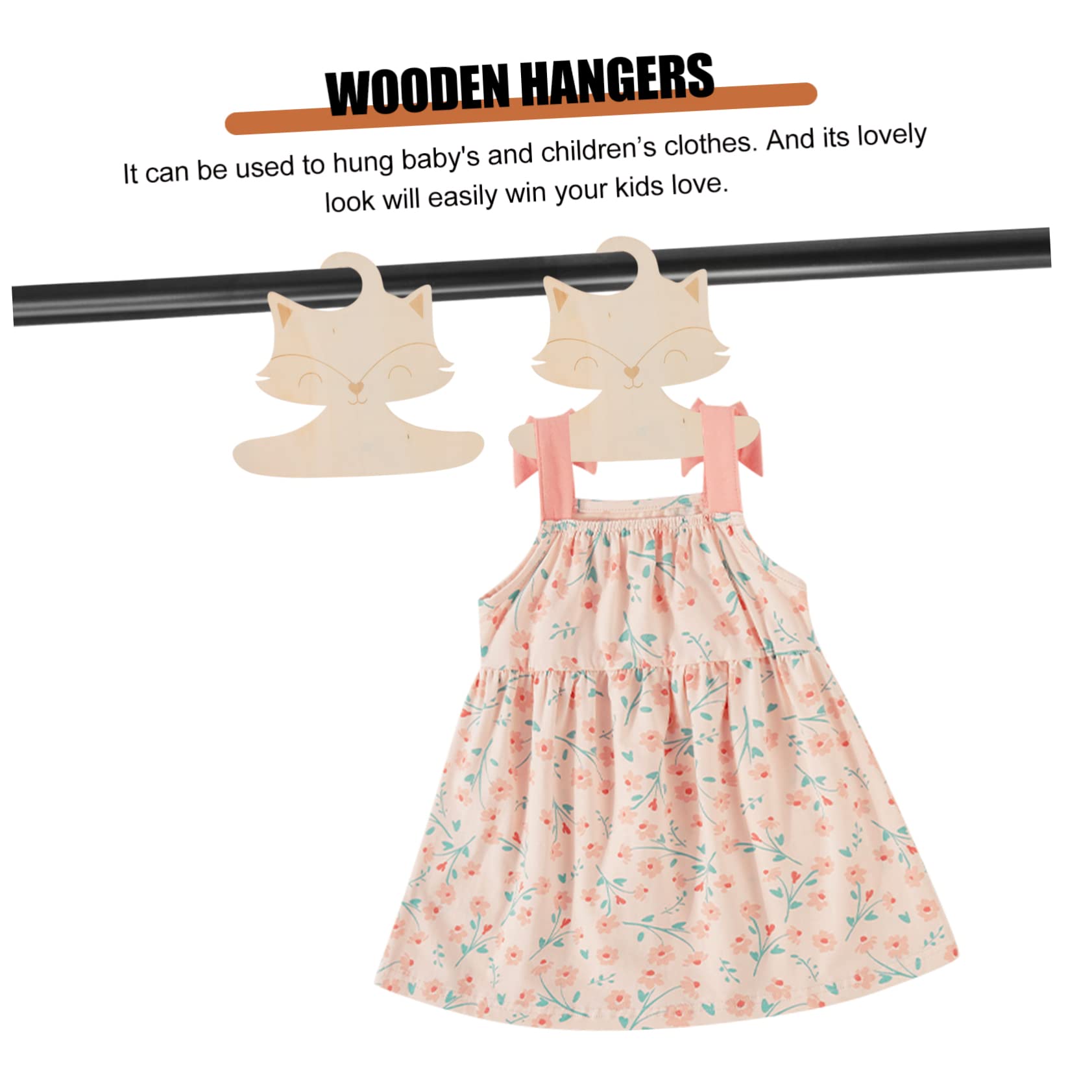 PRETYZOOM 10Pcs Cartoon Fox Wooden Clothes Hangers Non Slip Hanger for Clothes Storage Hangers for Boys and Cute Nursery Closet Organizer