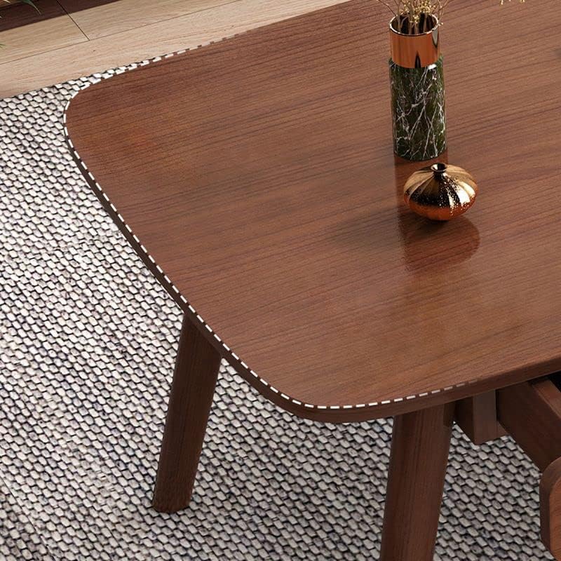 Miniatura 4 de CraftThink Mesa auxiliar, contemporánea de madera maciza con 4 patas, mesa auxiliar rectangular con almacenamiento para sala de estar, fácil