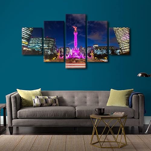 Vista 186 de TUMOVO 5 paneles de arte de pared de volcán en México, impresión sobre lienzo, paisajes naturales, cuadros para dormitorio, decoración del hogar