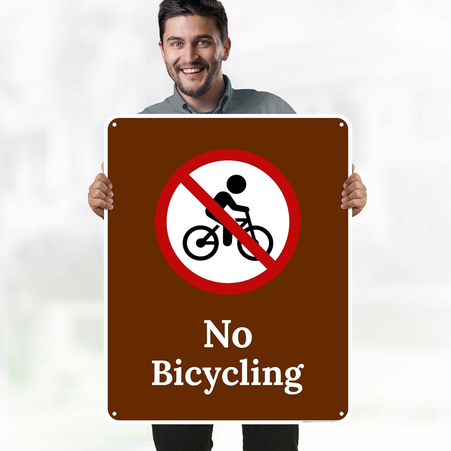 No Bicycling Sign, 24x30 Inches, 55 mil thick HDPS (high density polystyrene), Made in USA by My Sign Center