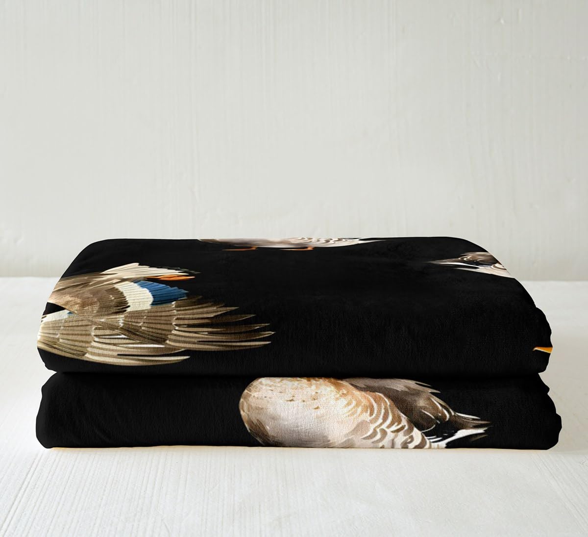 Loussiesd Coperta in pile Sherpa con anatra reale da caccia e pesca, coperta in peluche animale selvatico, per letto, divano, bambini, animali selvatici, nero, 200 x 200 cm