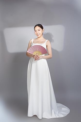 Miniatura 4 de Abanicos de mano personalizados a granel ventiladores de seda personalizados con grabado en el mango, regalos de fiesta para invitados, abanicos de