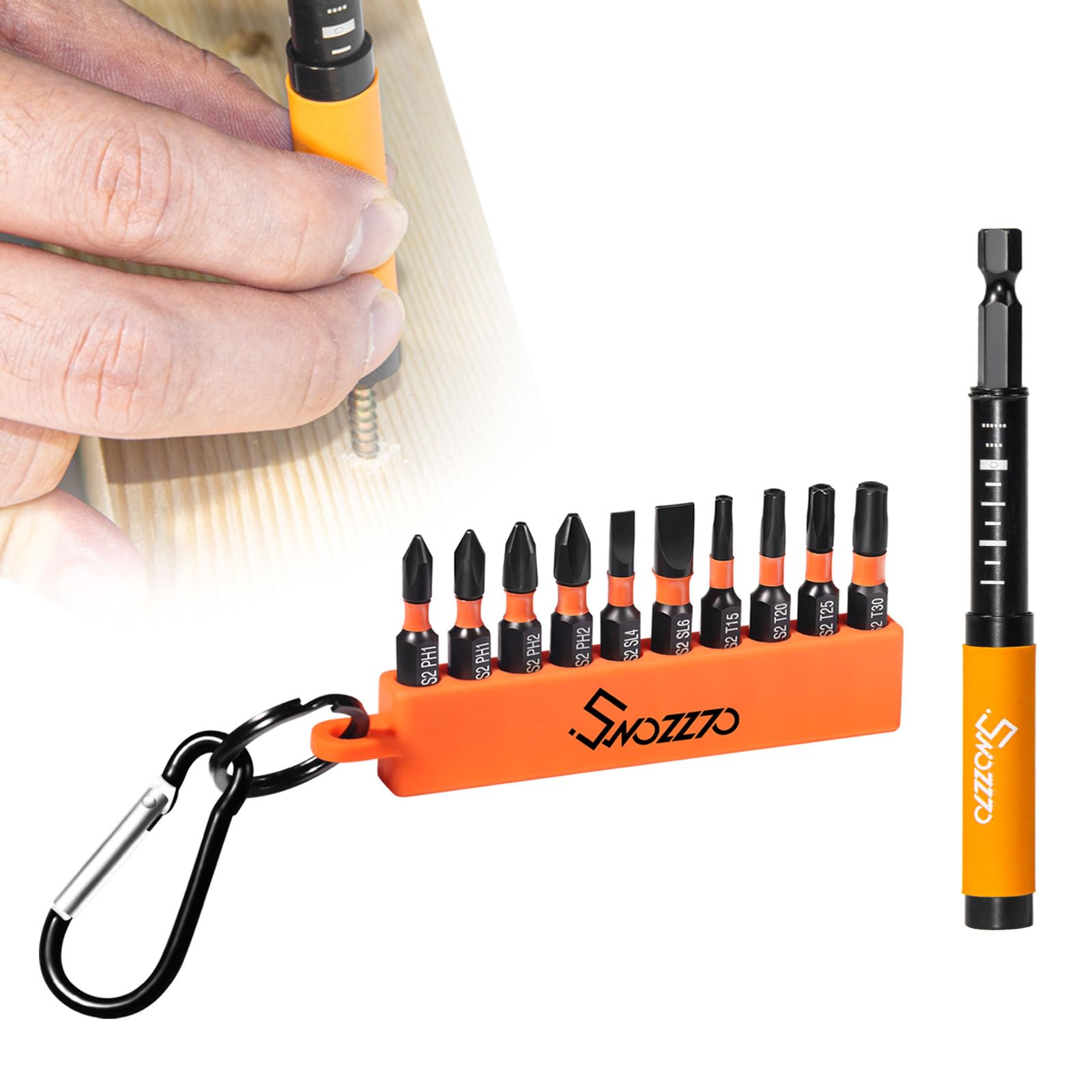 10PCS S2 Steel Magnetic Impact Bit Set,1/4" Hex Shank Magnetic Drive Guide(Length:3.15"),Screwdriver Bit Set with 10-Hole Bit Holder and Storage Box