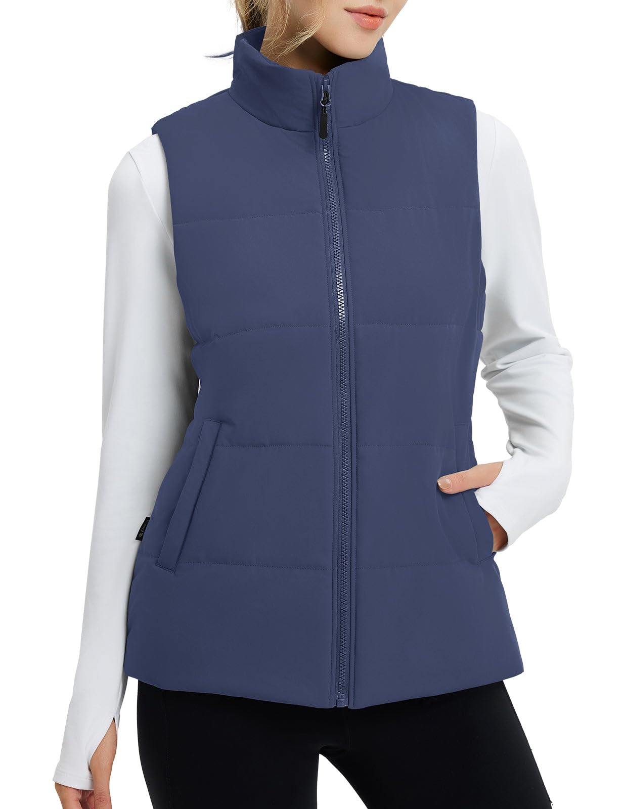 baleaf Women's Running Puffer Vest Lightweight Winter Warm Vests Water Resistant Sleeveless Puffer Jackets