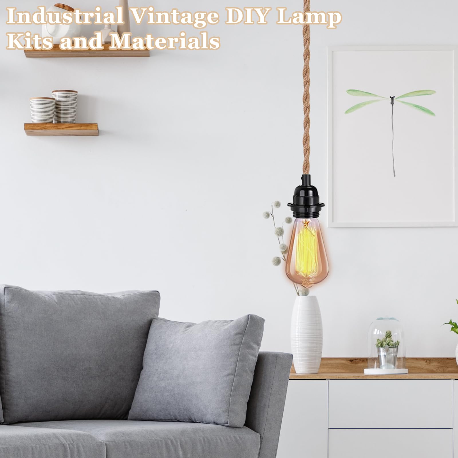 Portalampada E27 con Spina Interruttore Cavo 4,5m | Portalampada E27 con interruttore e spina, cavo 4,5m per lampade sospese DIY ideale per cucina garage bar e soffitta