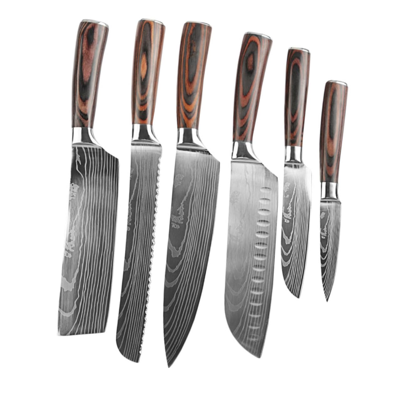 FUNOMOCYA 6pc Fruit Knife Chef Knife Set Kitchen Cutters Steel Ergonomic Handle for Home or Restaurant