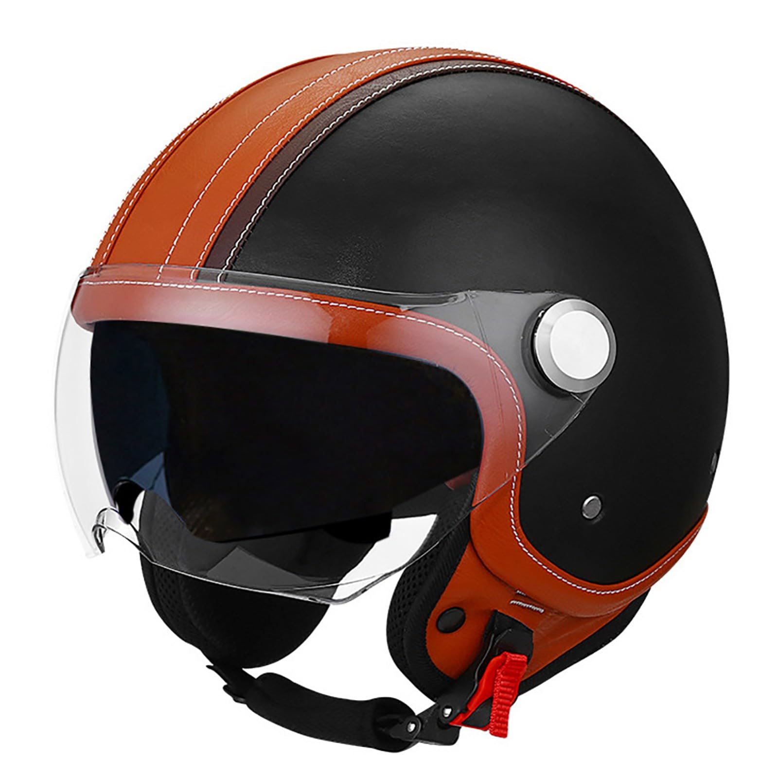 Demi-casque de moto pour adultes, homologué DOT et ECE, casque ouvert avec visière solaire rétractable et boucle à dégagement rapide pour hommes et femmes. 1,L=57-58CM