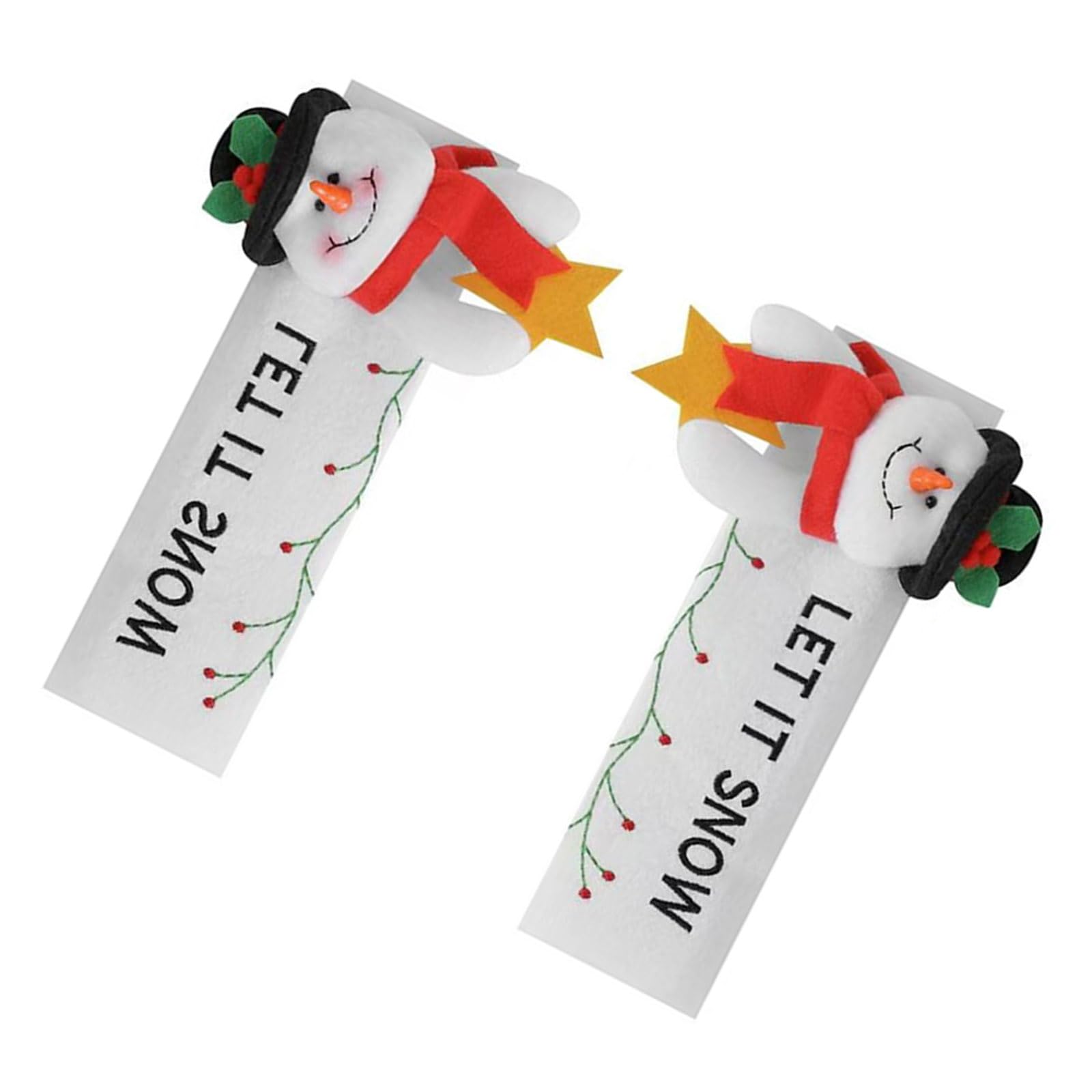 Snorvixre D Christmas Refrigerator Oor Handle Covers Fabric Ecorations For Holiday Homes Party Ecoration Holiday Oor Knob Ecorations