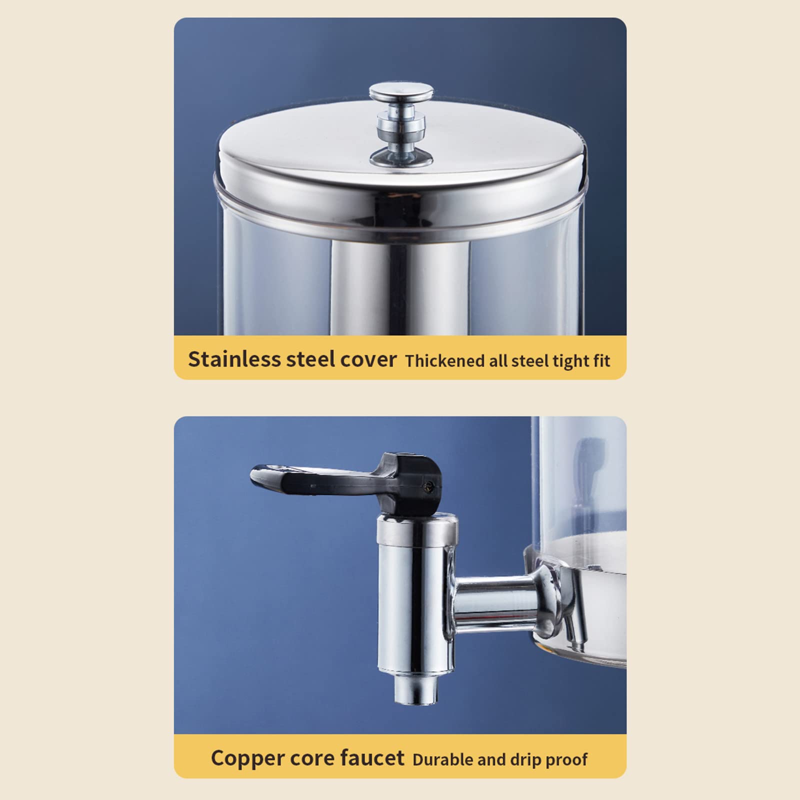 3L/6L In Acciaio Inox Singolo Cilindro Due Cilindri Buffet Bevanda Macchina Doppio Rubinetto Distributore di Bevande Succo Macchina,6L