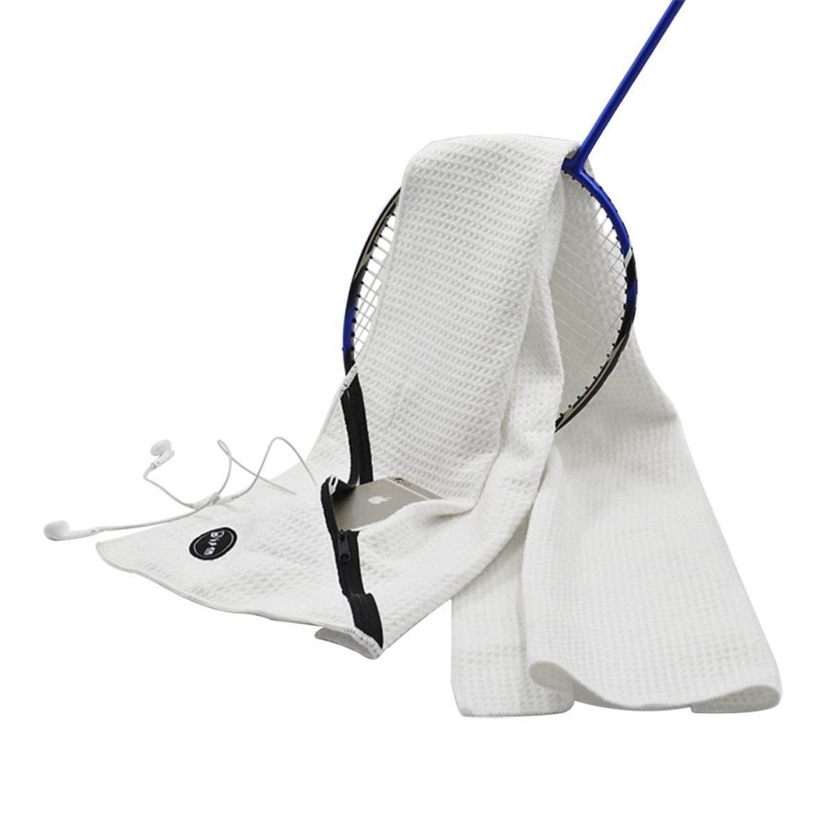 Premium Microfibre Honeycomb Gym & Sports Towel with zip pocket. Great for Gym - Travel - Pilates - Yoga - Swim and Sports