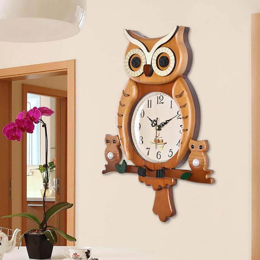 Pendel-Wanduhr aus Holz, nicht tickend, geräuschlos, batteriebetrieben, Pendel für Heimdekoration