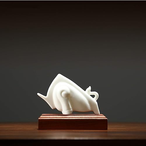 Miniatura 6 de NYKK Escultura de estatua de feng shui chino, muebles creativos de toro de la suerte, mascota alcista del año del toro, NIU Turns Universo, sala de