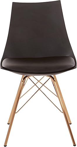 Miniatura 4 de OSP Home Furnishings Oakley Mid-Century - Silla de comedor moderna con asiento acolchado de piel sintética, color negro