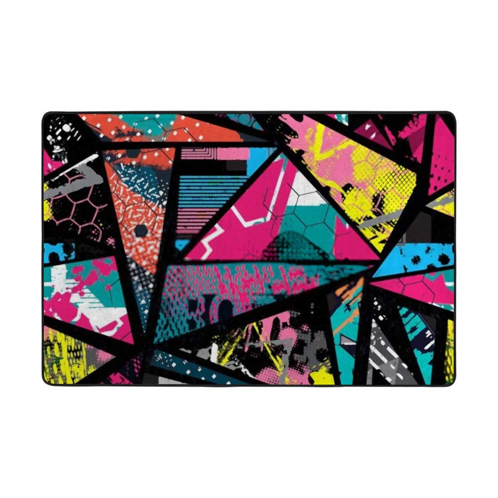 Tapis géométrique graffiti Ruchen en velours corail doux et isolant