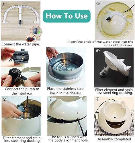 Miniatura 7 de Fuente de agua para gatos, dispensador de agua para gatos, saludable, súper silencioso y fácil de limpiar, fuente para mascotas con filtro para