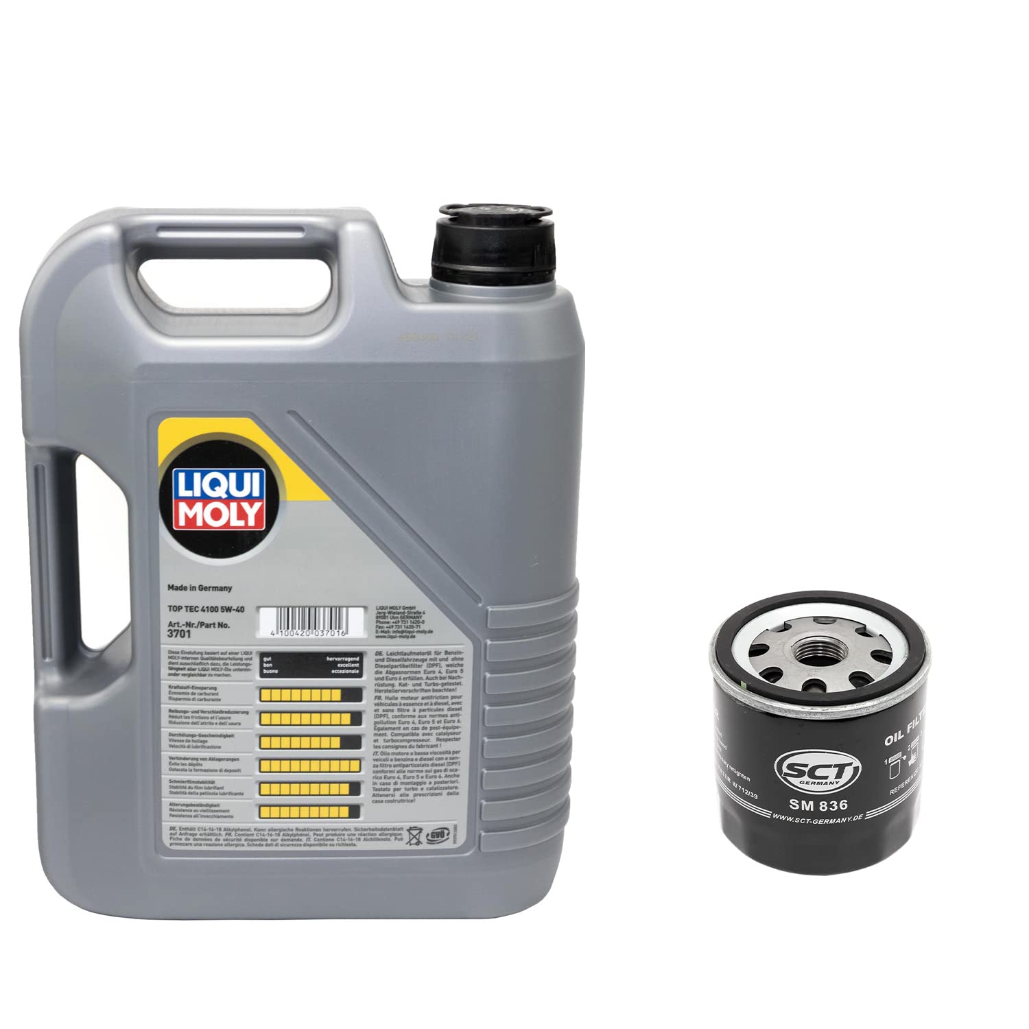 Motoröl Set Top Tec 4100 5W-40 5 Liter + Ölfilter SM836